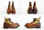 UNITYPUREMAX Men's Retro Canvas Motorcycle Boots - Handmade Distressed Leather High-Top Ankle Boots 5