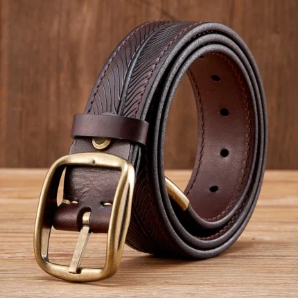 UNITYPUREMAX™ Men’s Genuine Leather Belt 3.8CM – Pure Cowhide Brass Buckle 2