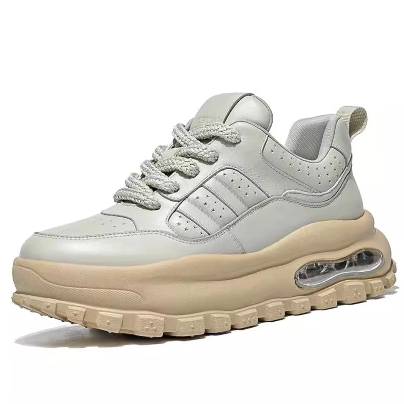 UNITYPUREMAX™ Men’s Genuine Leather White Board Sneakers – Breathable Height-Increasing Casual Shoes 2