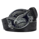 UNITYPUREMAX Eagle & Guns Embossed Western Leather Belt – Split Leather with American Eagle Alloy Buckle 1