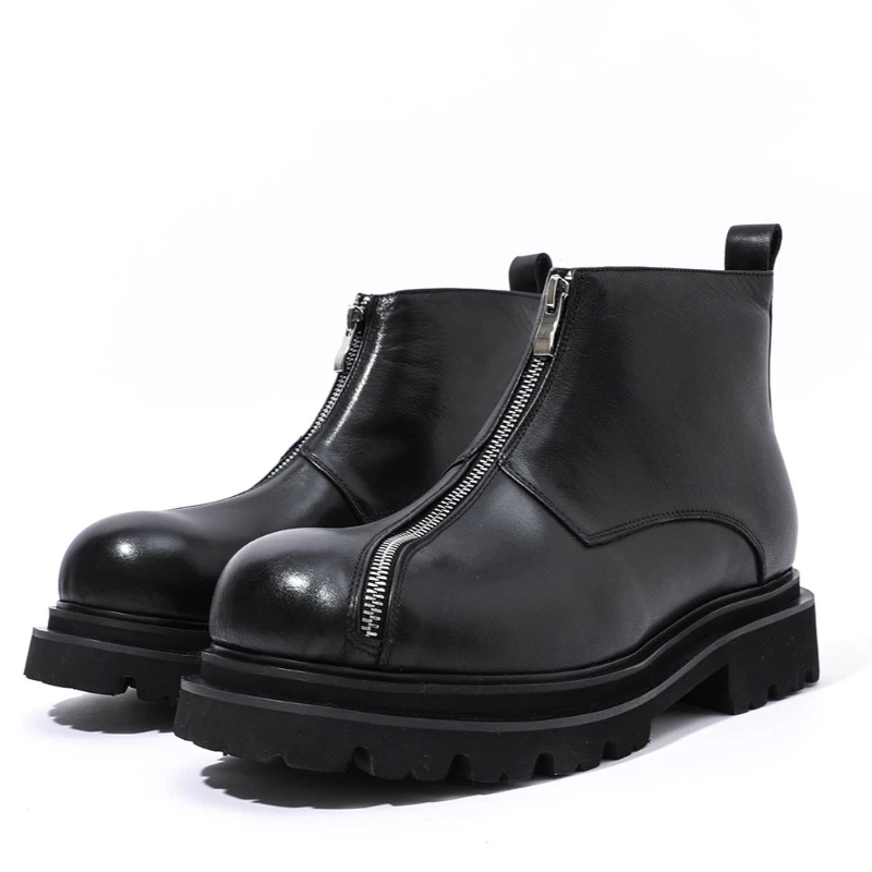 UNITYPUREMAX™ Men’s British Leather Chelsea Boots with Oblique Zipper | Handmade Tooling Boots 1