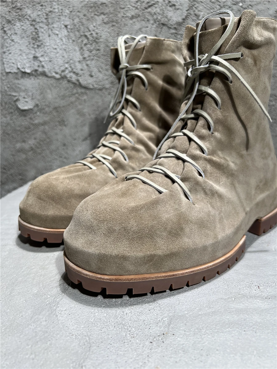 UNITYPUREMAX Handmade Suede Trainer Boots | Custom Beige Walking Boots for Men 3