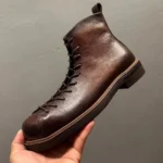UNITYPUREMAX Men’s Genuine Leather Ankle Motorcycle Boots | British Chelsea Style 3