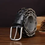 UNITYPUREMAX™ Men’s Hand-Woven Leather Belt 3.3CM – Crocodile Embossed Cowhide 3