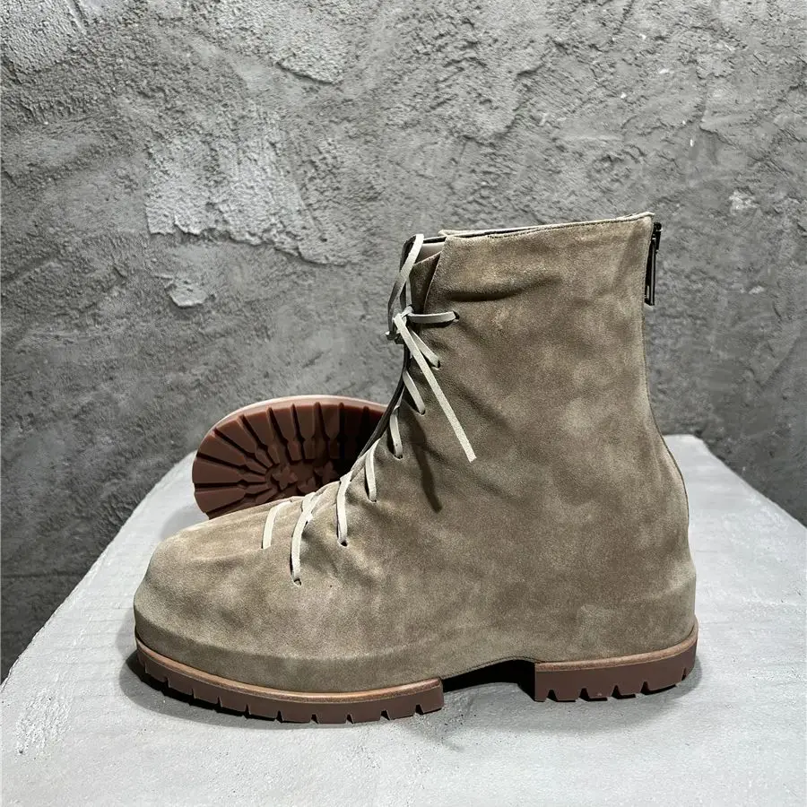 UNITYPUREMAX Handmade Suede Trainer Boots | Custom Beige Walking Boots for Men 2