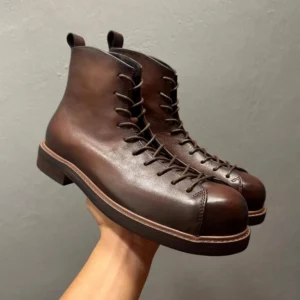 UNITYPUREMAX Men’s Genuine Leather Ankle Motorcycle Boots | British Chelsea Style 1