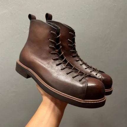 UNITYPUREMAX Men’s Genuine Leather Ankle Motorcycle Boots | British Chelsea Style 1