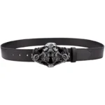 UNITYPUREMAX™ Fire Skull Heavy Metal Motorcycle Belt – PU Leather Rider Belt with Flame Skull Zinc Alloy Buckle 2