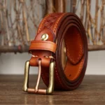 UNITYPUREMAX “Lucky Totem Heritage” Genuine Vintage Lucky Totem Cowhide Belt Copper-Buckle Belt – Soft Grain Leather Men’s Jeans Belt 2