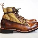 UNITYPUREMAX Men's Retro Canvas Motorcycle Boots - Handmade Distressed Leather High-Top Ankle Boots 1