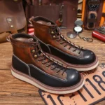 UNITYPUREMAX™ Men’s Retro Goodyear-Welted Monkey Boots | Canvas & Leather Moc-Toe Heritage Boots 3