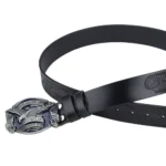 UNITYPUREMAX Eagle & Guns Embossed Western Leather Belt – Split Leather with American Eagle Alloy Buckle 3