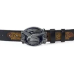 UNITYPUREMAX Eagle & Guns Embossed Western Leather Belt – Split Leather with American Eagle Alloy Buckle 4