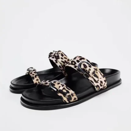 UNITYPUREMAX™ Women’s Leopard Print Platform Summer Slippers – Retro Beach Shoes 1