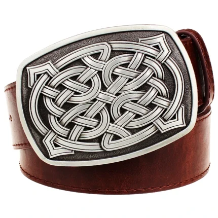 UNITYPUREMAX Celtic Knot Metal Buckle Belt | Unisex Faux Leather Geometric Pattern Jeans Belt 2
