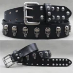 UNITYPUREMAX “Rocksteel Rivet” Genuine Cowhide Punk Belt – Metal Stud Designer Jeans Belt 1