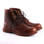 UNITYPUREMAX Men's Red Leather Winged Motorcycle Boots - Handmade British Style Business & Wedding Boots 3
