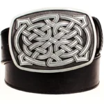UNITYPUREMAX Celtic Knot Metal Buckle Belt | Unisex Faux Leather Geometric Pattern Jeans Belt 1