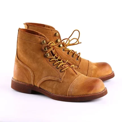 UNITYPUREMAX Men's Red Leather Winged Motorcycle Boots - Handmade British Style Business & Wedding Boots 2