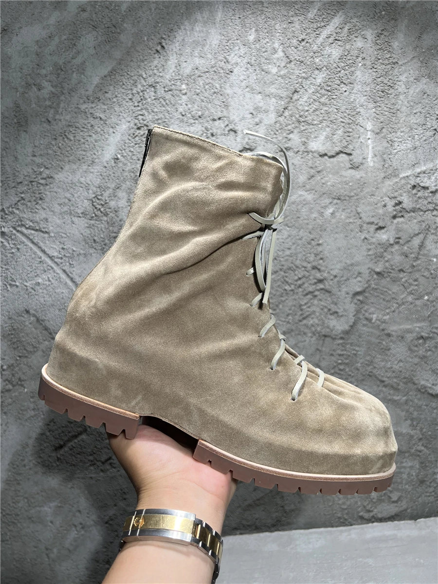 UNITYPUREMAX Handmade Suede Trainer Boots | Custom Beige Walking Boots for Men 5