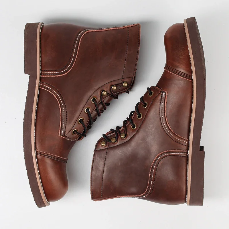 UNITYPUREMAX™ Men’s Handmade 8111 Vintage Cow Leather Motorcycle Ankle Boots 3