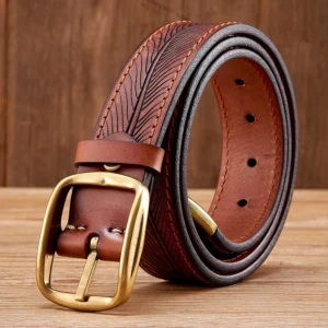 UNITYPUREMAX™ Men’s Genuine Leather Belt 3.8CM – Pure Cowhide Brass Buckle 1