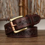 UNITYPUREMAX “Lucky Totem Heritage” Genuine Vintage Lucky Totem Cowhide Belt Copper-Buckle Belt – Soft Grain Leather Men’s Jeans Belt 3