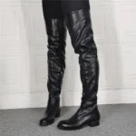 UNITYPUREMAX™ Women Over-the-Knee Leather Boots | Side Zip Black Thigh High Block Heel Winter Boots 4