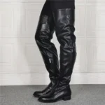 UNITYPUREMAX™ Women Over-the-Knee Leather Boots | Side Zip Black Thigh High Block Heel Winter Boots 5