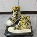 UNITYPUREMAX™ Yellow Python Pattern Leather High-Top Sneakers – Unisex Zipper Lace-Up 6