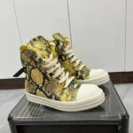 UNITYPUREMAX™ Yellow Python Pattern Leather High-Top Sneakers – Unisex Zipper Lace-Up 4
