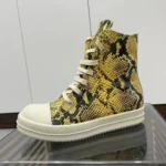 UNITYPUREMAX™ Yellow Python Pattern Leather High-Top Sneakers – Unisex Zipper Lace-Up 1