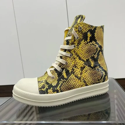UNITYPUREMAX™ Yellow Python Pattern Leather High-Top Sneakers – Unisex Zipper Lace-Up 1