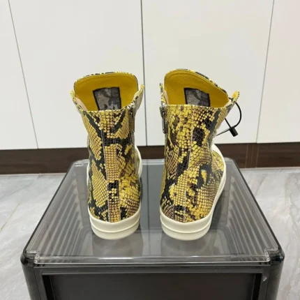 UNITYPUREMAX™ Yellow Python Pattern Leather High-Top Sneakers – Unisex Zipper Lace-Up 2