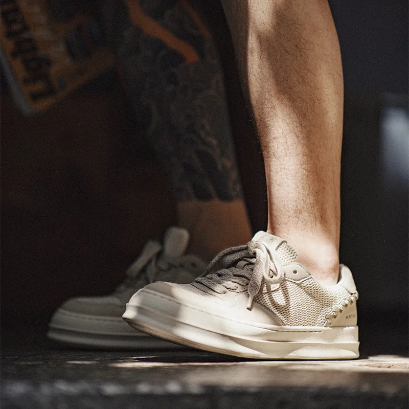 Velocity™ '95 Men's White Patchwork Chunky Sneakers - Breathable Street Style 3