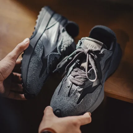 EchoStride™ V-Track '95 - Black Patchwork Sneakers - Spring Vintage Thick Sole Breathable Casual Sports Shoes 1
