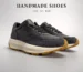 UNITYPUREMAX™ Handmade European Men’s Retro Running Shoes – Height Increasing Black Top-Grain Leather Chunky Sole Sneakers Best Handmade Leather Shoes