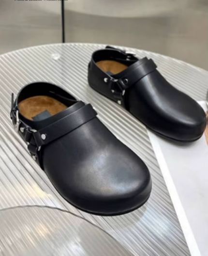 UNITYPUREMAX™ Vintage Genuine Leather Flat Sandals – Women’s Buckle Strap Slip-On