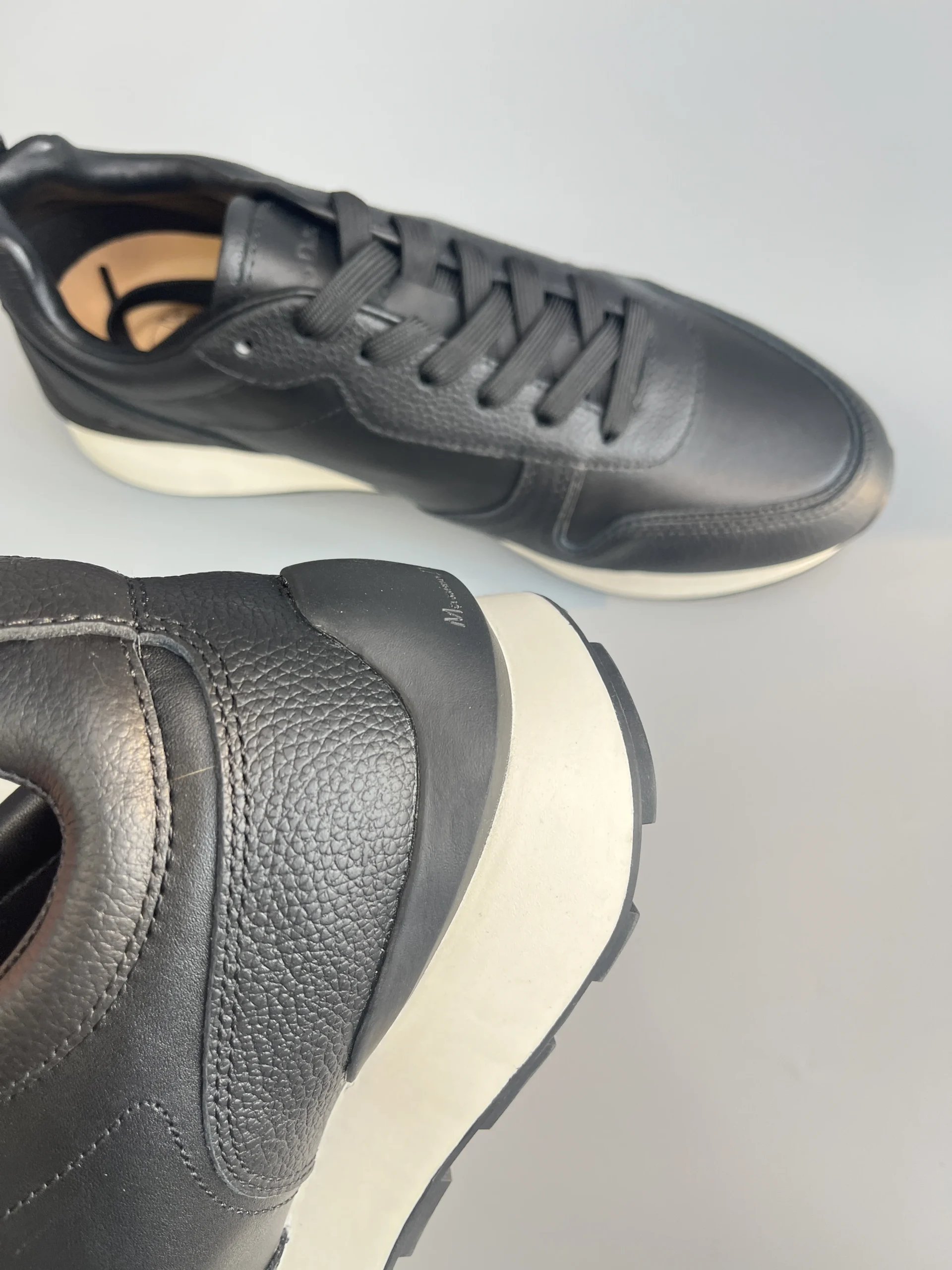 Men’s Minimalist Genuine Leather Sneakers – Waterproof Thick Sole Lace-Up Casual Shoes 6