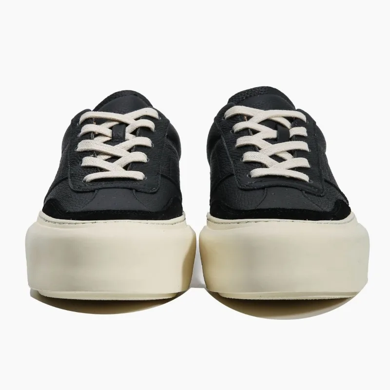 Men’s White Genuine Leather Platform Sneakers – Thick-Soled Low-Top Casual Shoes 5
