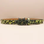 Leopard Rhinestone Western Denim Belt | Unisex Y2K Hip-Hop Style | UNITYPUREMAX™ 5