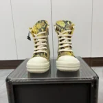 UNITYPUREMAX™ Yellow Python Pattern Leather High-Top Sneakers – Unisex Zipper Lace-Up 3