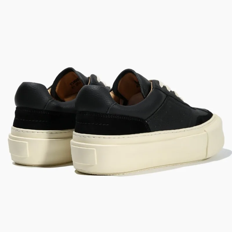 Men’s White Genuine Leather Platform Sneakers – Thick-Soled Low-Top Casual Shoes 4