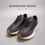 UNITYPUREMAX™ Handmade European Men’s Retro Running Shoes – Height Increasing Black Top-Grain Leather Chunky Sole Sneakers 4