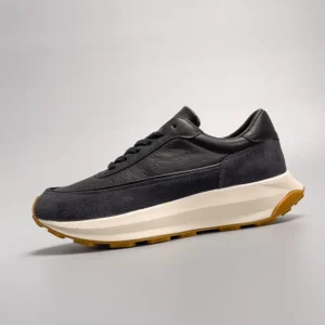 UNITYPUREMAX™ Handmade European Retro Running Shoes for Men – Height Increasing Black Top-Grain Leather Chunky Sole Sneakers