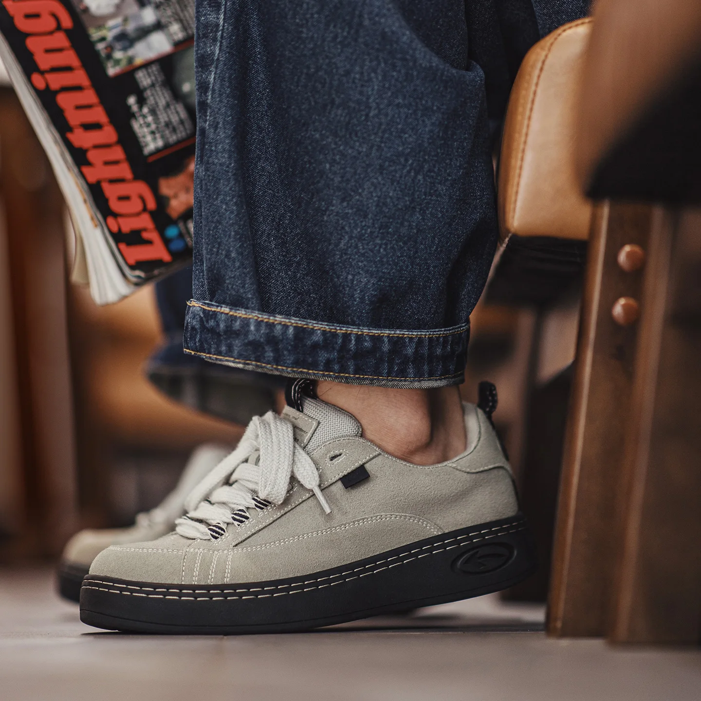 Apex™ Mens Grey Chunky Platform Sneakers - Retro Height-Increasing Shoes 2