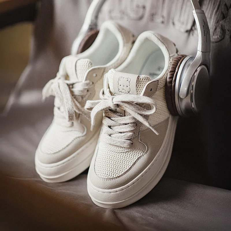 Velocity™ '95 Men's White Patchwork Chunky Sneakers - Breathable Street Style 1