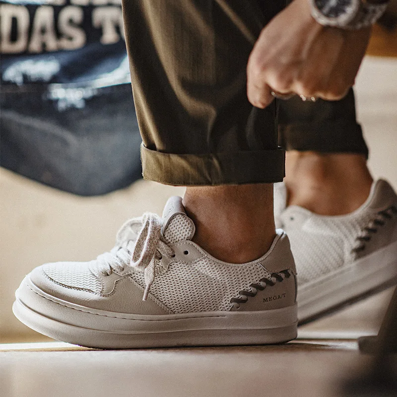 Velocity™ '95 Men's White Patchwork Chunky Sneakers - Breathable Street Style 2