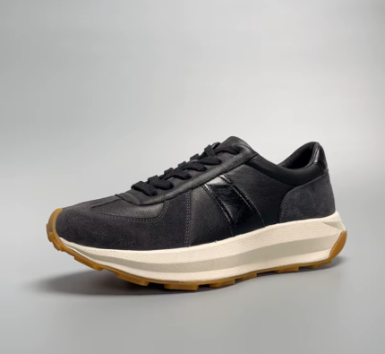 UNITYPUREMAX™ Men’s Black Genuine Leather Retro Casual Sneakers – Breathable Walking Shoes