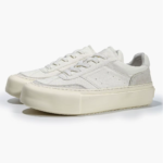 Men’s White Genuine Leather Platform Sneakers – Thick-Soled Low-Top Casual Shoes